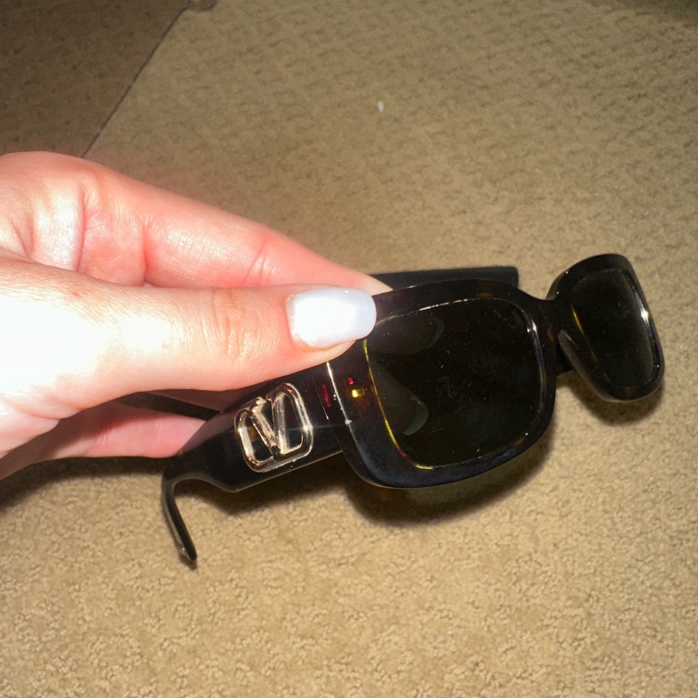 Valentino Rectangular Sunglasses (Black) - image 3